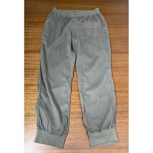 Faherty Arlie Day Joggers Olive Gray Elastic Waist Pants Linen Blend Women Large